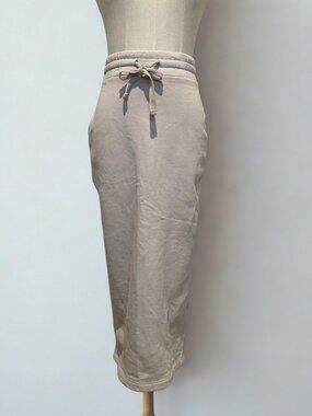 Zara Streetwear Cream Midi Skirt with Slit - Small - Cotton Blend